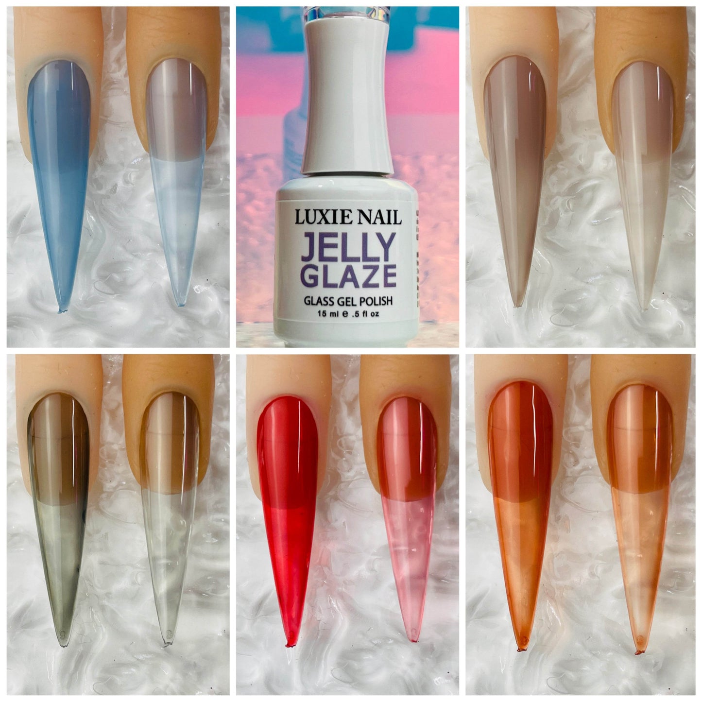 Jelly Glaze Gel Polish Collection 12 Shades - Luxie Nail