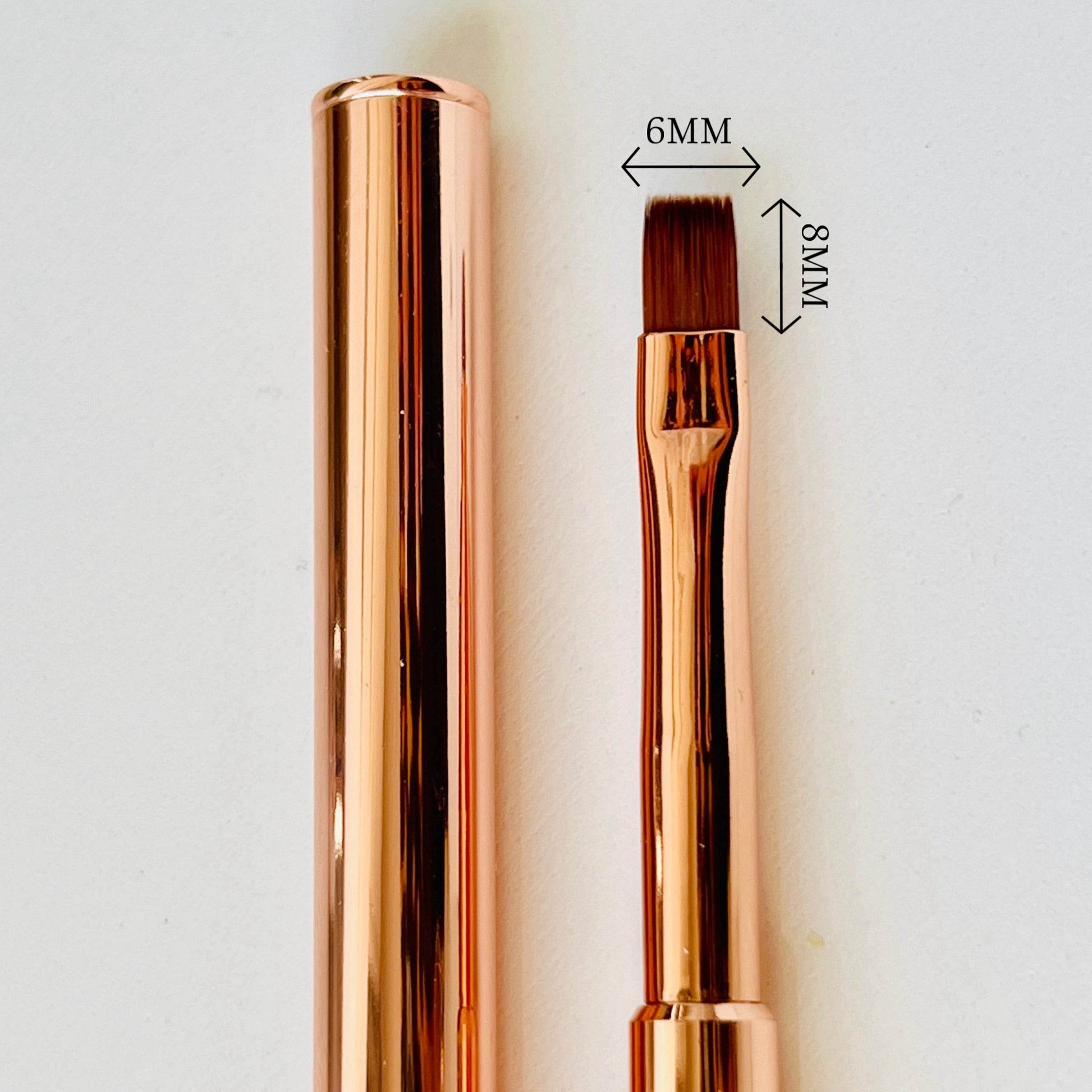 Luxe Rose Gold Dual-End Gel Brush | 8mm Flat & Oval Tips - Luxie Nail
