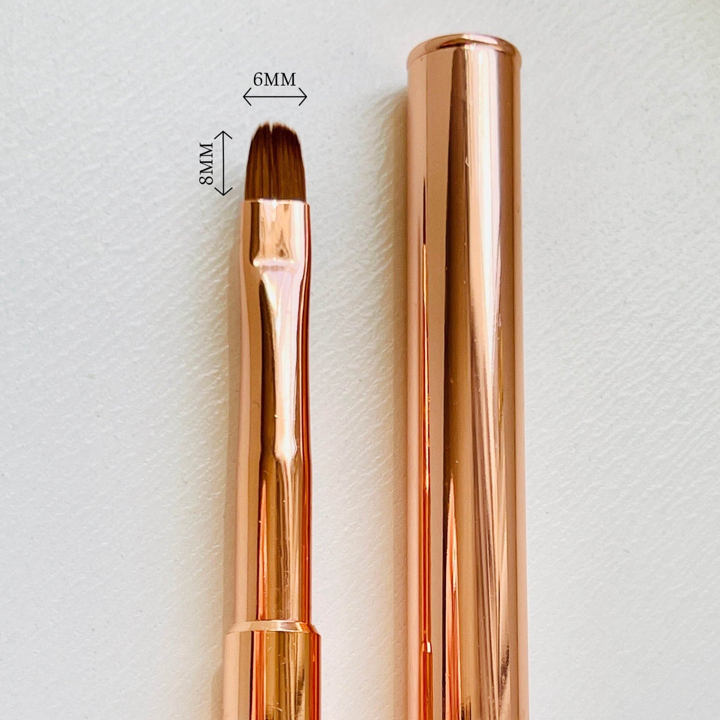 Luxe Rose Gold Dual-End Gel Brush | 8mm Flat & Oval Tips - Luxie Nail