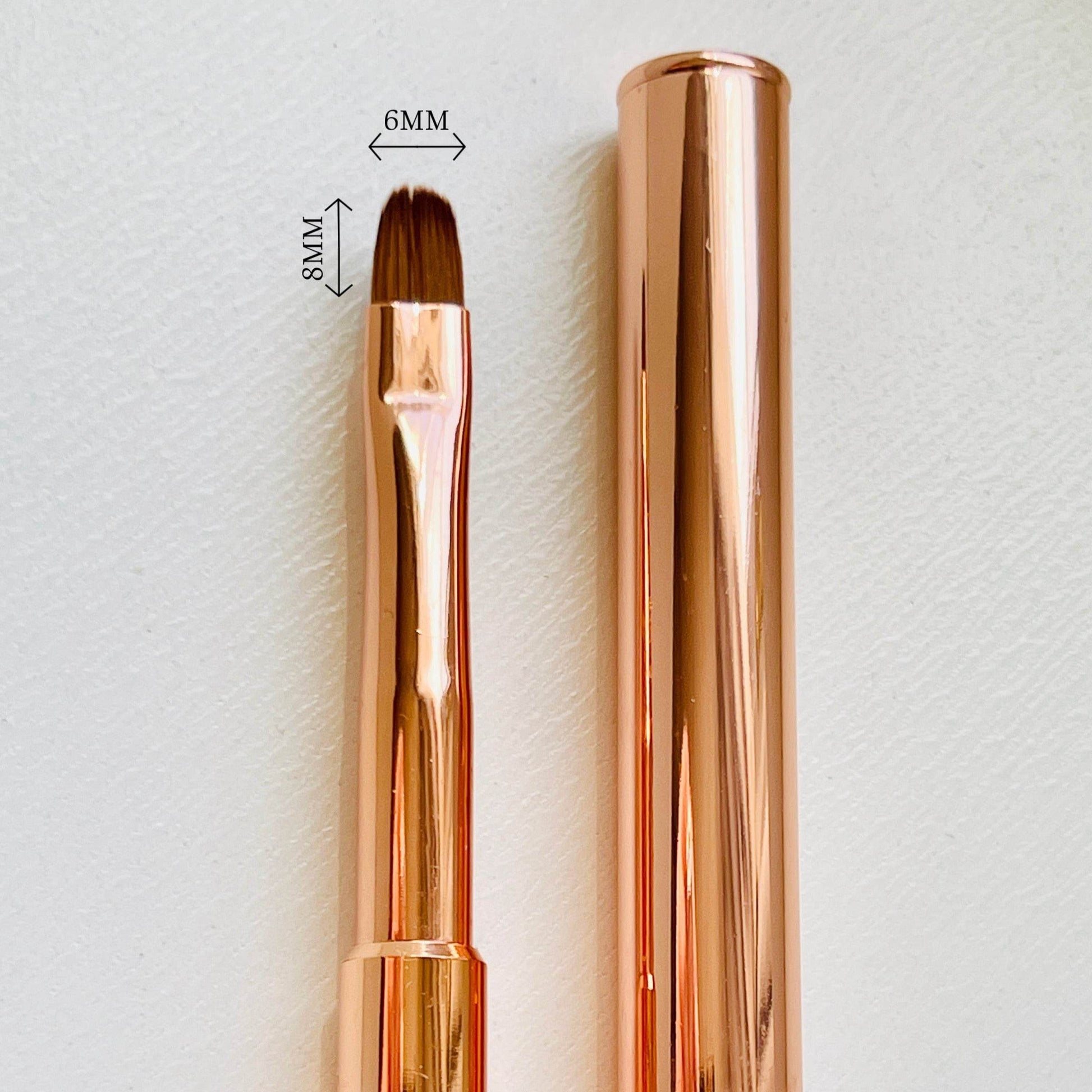Luxe Rose Gold Dual-End Gel Brush | 8mm Flat & Oval Tips - Luxie Nail