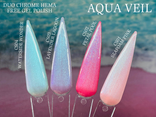 Aqua Veil Duo Chrome Gel Polish Set of 4 15ml UV Gel- Luxie Nail