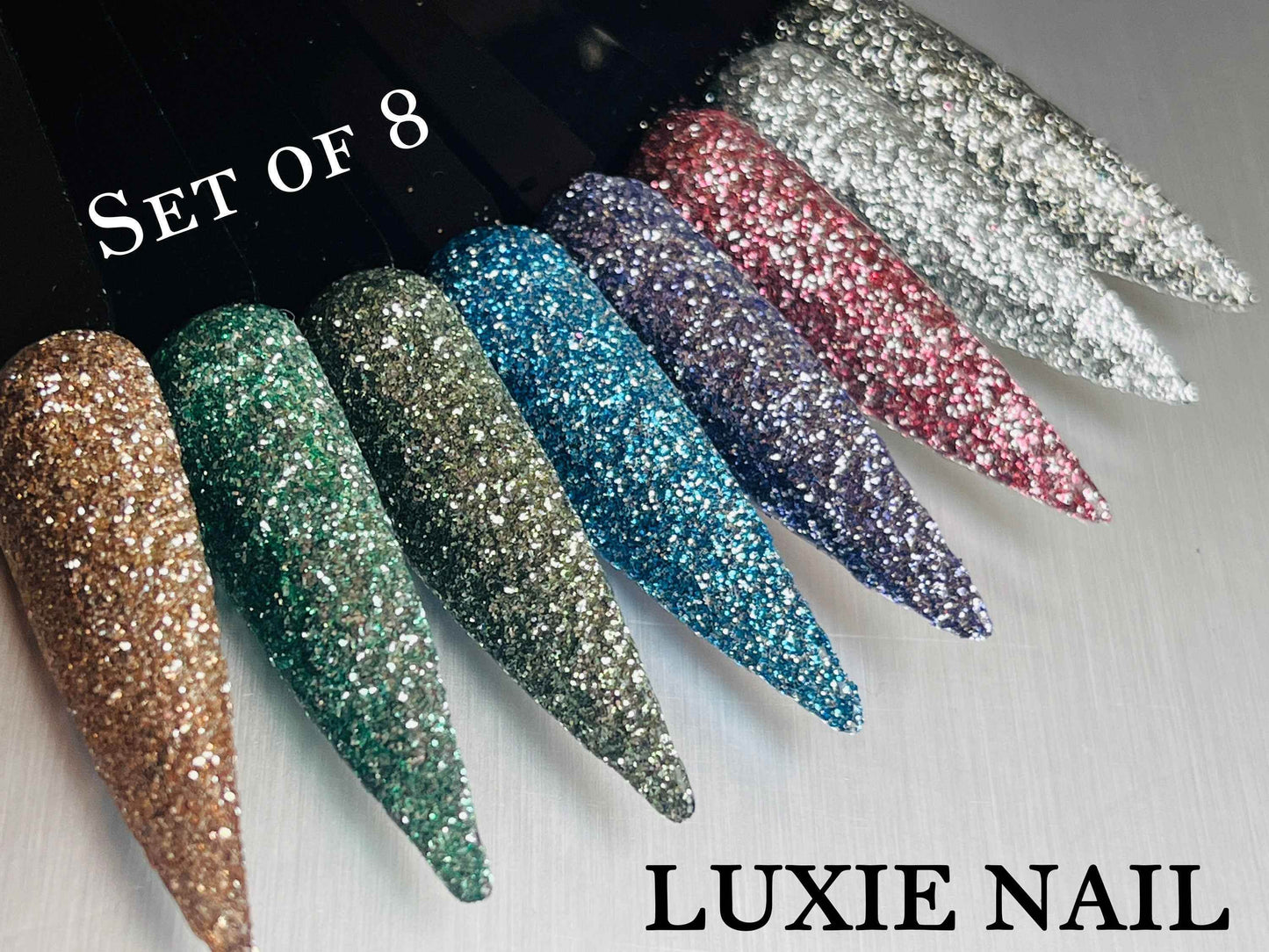 Set of 8 High Flash Reflective Glitter - Luxie Nail