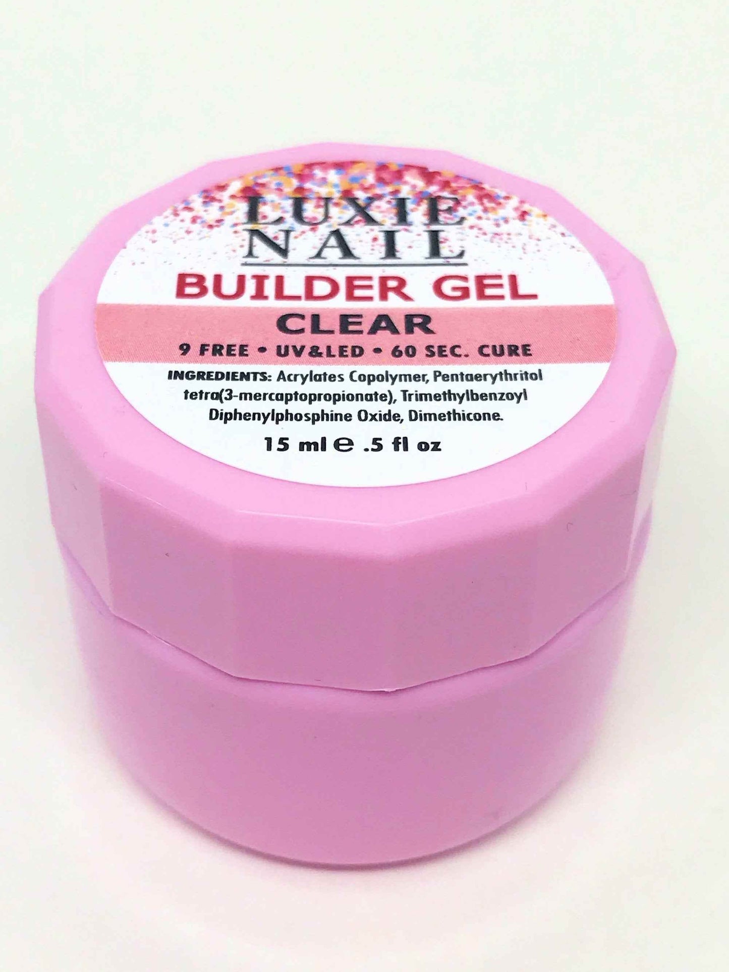 HEMA Free Builder Gel- Clear 15ml- Soak-Off, 9-Free Formula - Luxie Nail