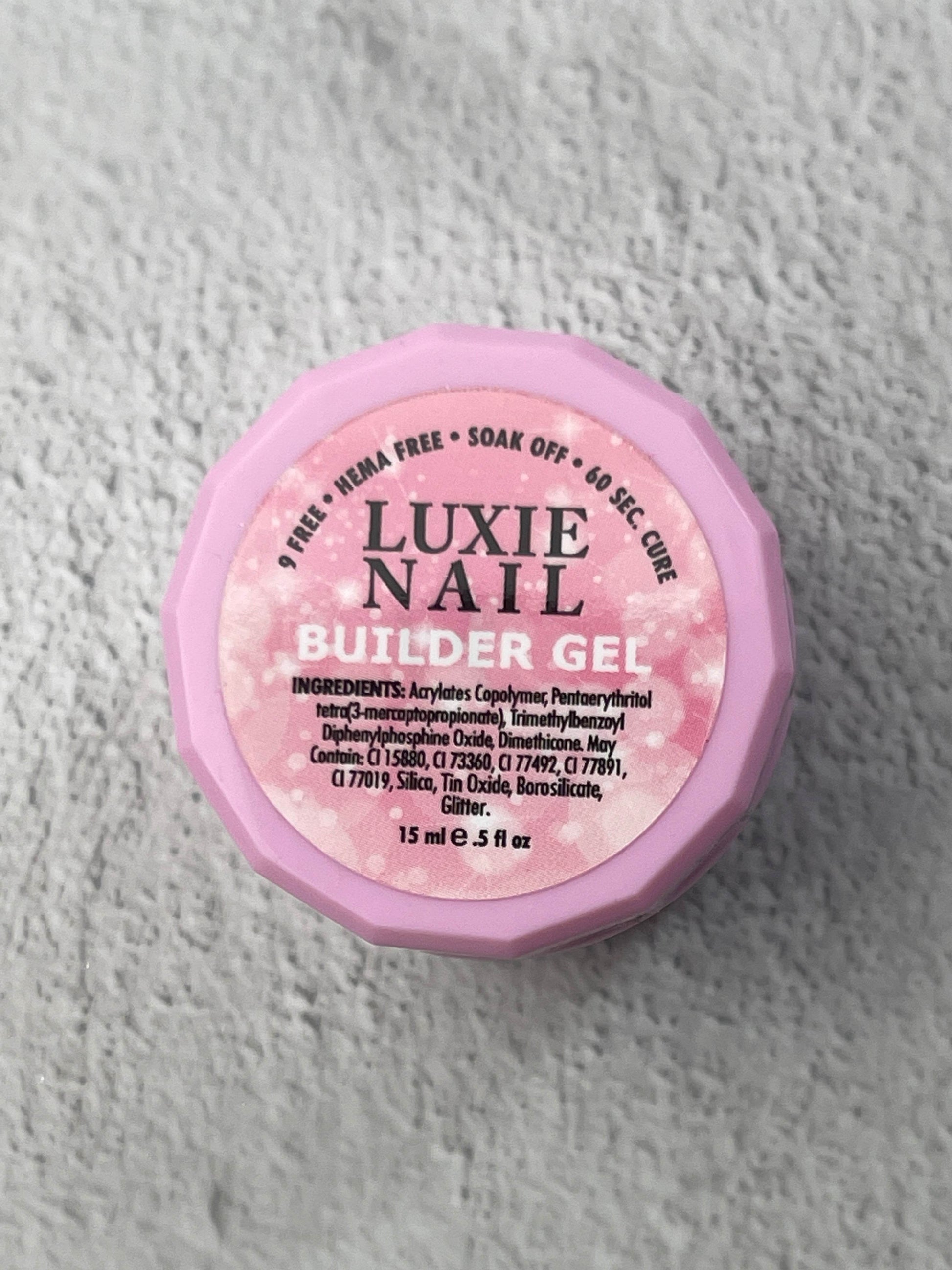 HEMA Free-Powder Pink Builder Gel 15ml- Soak-Off, 9-Free Formula - Luxie Nail