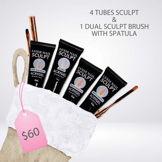 Sculpt Acrygel & Sculpt Brush Bundle 4 Tubes 30 ml (120 ml)