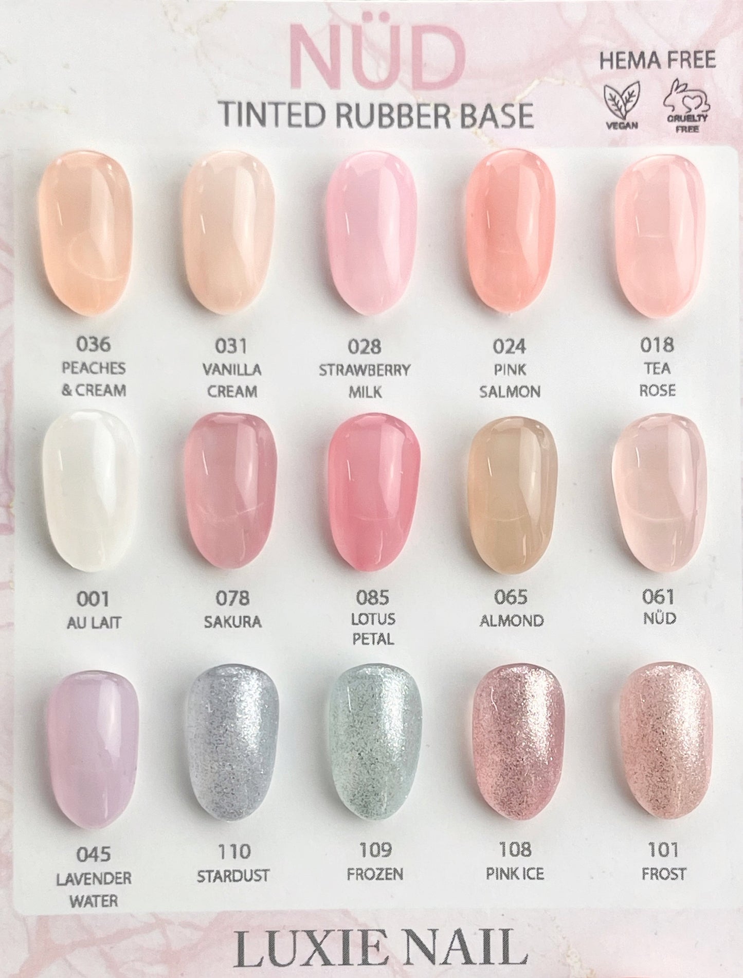 NÜD Tinted Rubber Base Collection 15 Shades